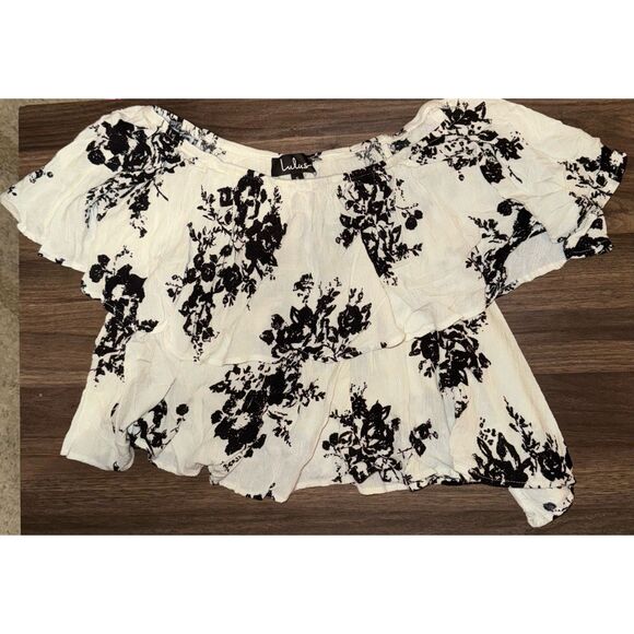 Lulus Off-The-Shoulder Floral Crop Top Sz S - Picture 1 of 5